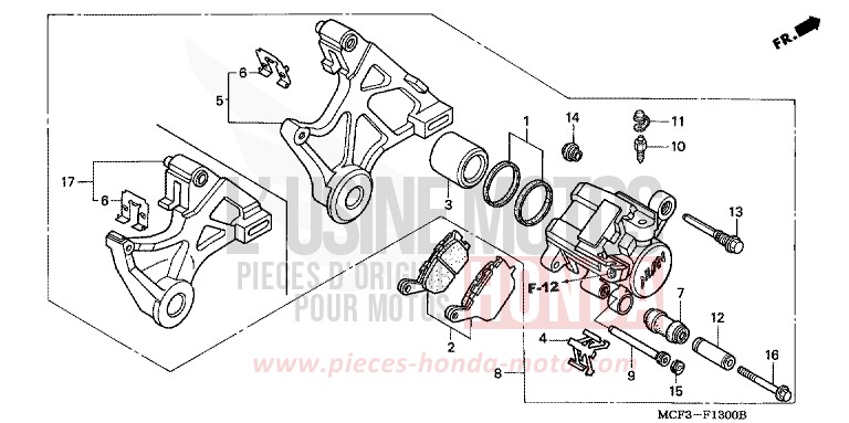 ETRIER DE FREIN ARRIERE von VTR1000 SP-2 BLACK (NH1E) von 2005